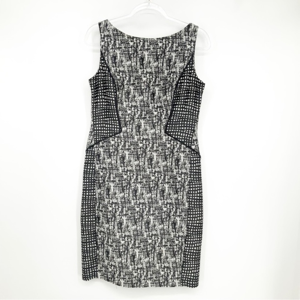 Lafayette148 New York Grey Mixed Media Sheath Dress, Size 10